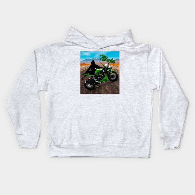 Ninja Kawasaki Motorcycle Kids Hoodie by Artsimple247